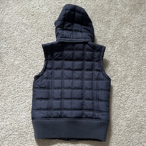 Navy bluish-gray puffer vest with detachable hood - Picture 4 of 7